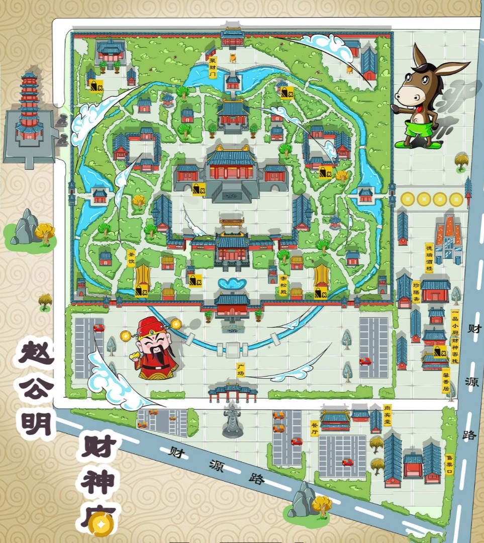 麻洋镇寺庙类手绘地图